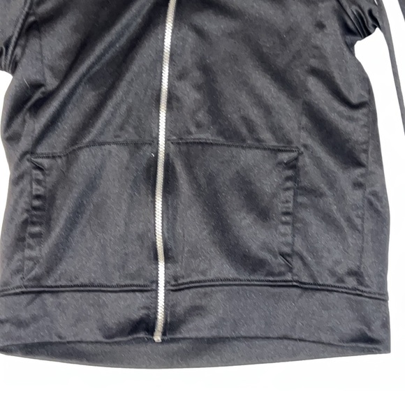 Place Sport Size L 10/12 Kids Athletic Black with White Stripes Zipper Jacket - Picture 3 of 6